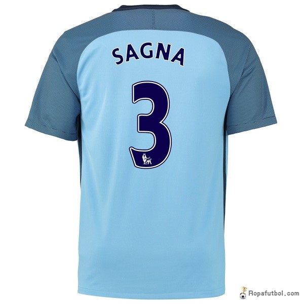 Camiseta Manchester City Replica Primera Ropa Sagna 2016/17 Azul